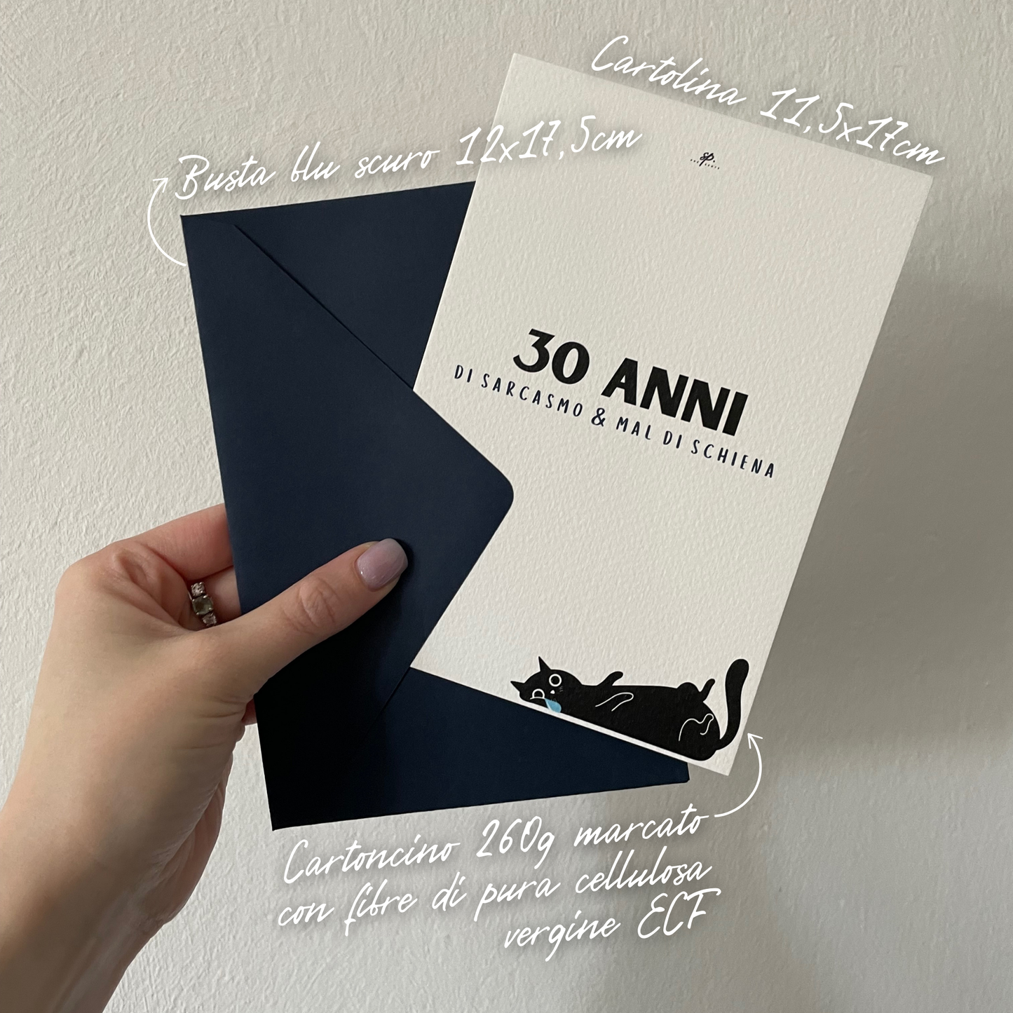 Biglietto di Auguri Compleanno Ironico 30 Anni di "Sarcasmo & Mal di Schiena"