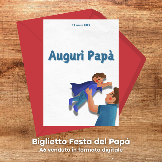 Biglietto di Auguri Festa del Papà con Busta - Biglietto stampabile