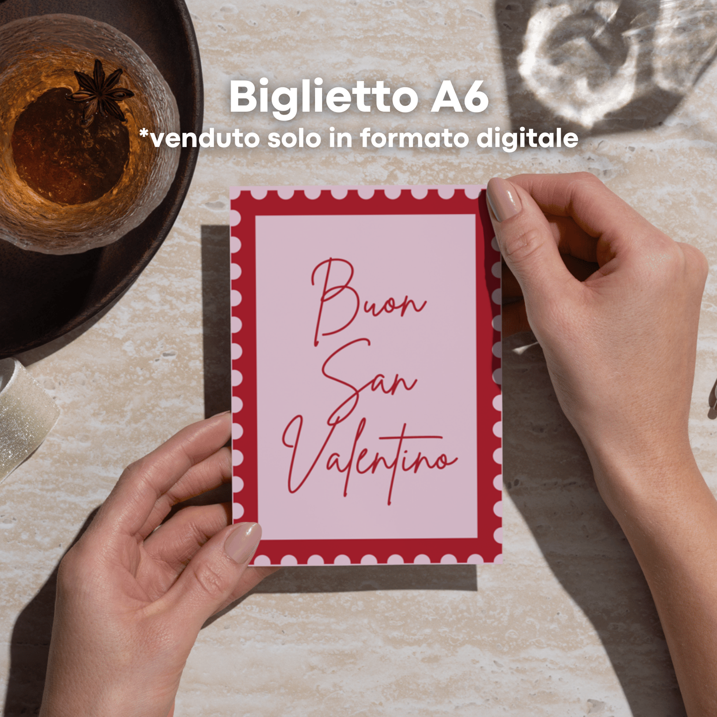 Set di biglietto e menu digitale "Cartolina d'Amore"