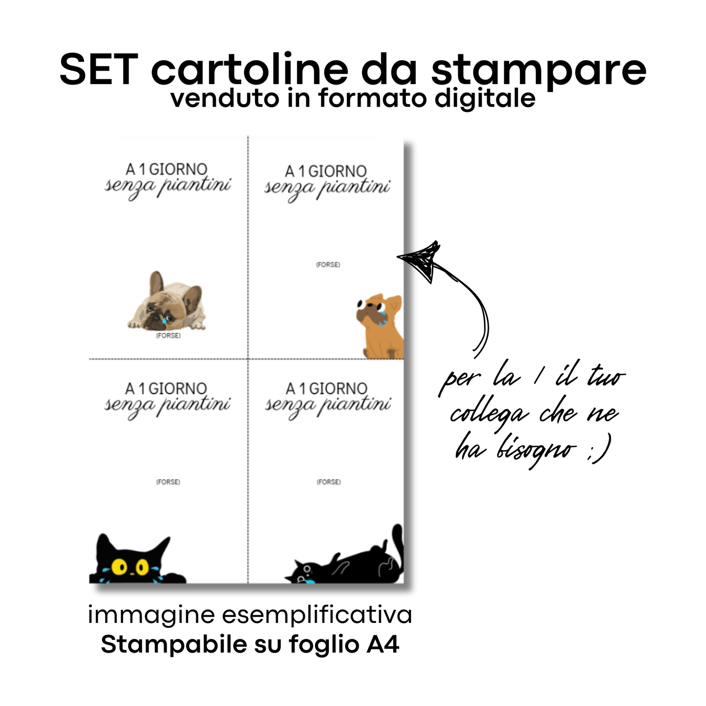 Set di Cartoline da Stampare Cane&Gatto&Piantini