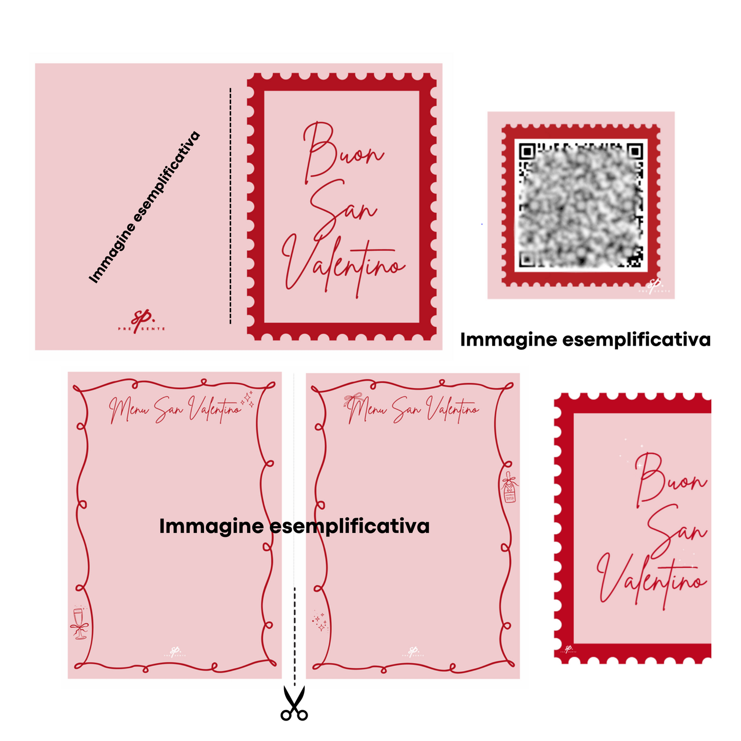 Immagine esemplificativa del contenuto del set di prodotti digitali Cartoline d'Amore