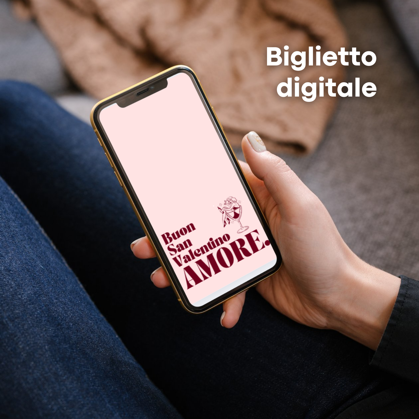 Esempio di visualizzazione del biglietto digitale Amore. su smartphone
