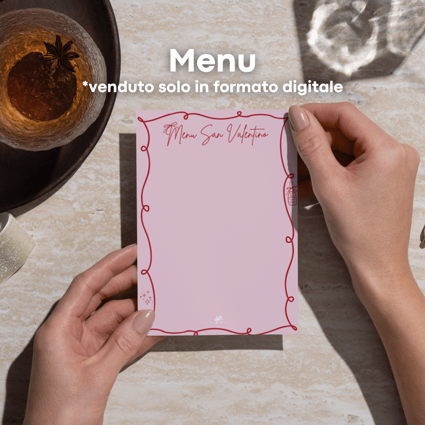 Set di biglietto e menu digitale "Cartolina d'Amore"